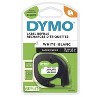 Labeltape Dymo LetraTag papier 12mm zwart op wit | 10 stuks