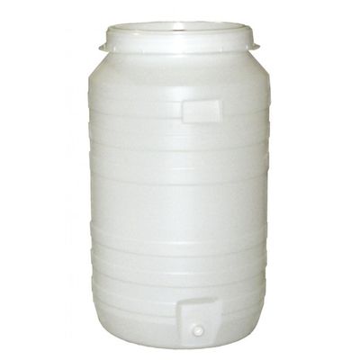 Vat plastic rond 210l met waterslot en kraan