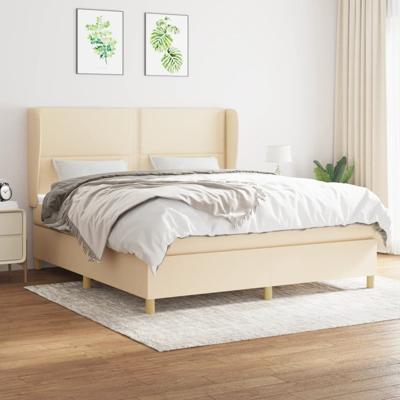 Boxspring met matras stof crèmekleurig 180x200 cm
