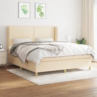 Boxspring met matras stof crèmekleurig 180x200 cm