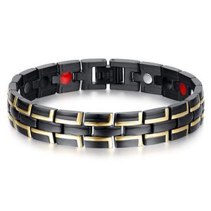 Mendes heren armband Edelstaal Magneten Zwart Goudkleurig