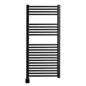 Sanicare elektrische design radiator 45x112cm zwart met Bluetooth en thermostaat links chroom