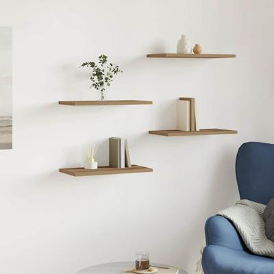 Wandschappen 4 st 40x20x1,5 cm bewerkt hout artisanaal eiken