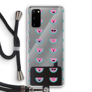 Smiley watermeloenprint: Samsung Galaxy S20 Transparant Hoesje met koord