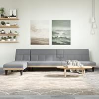 Slaapbank L-vormig 255x140x70 cm stof lichtgrijs