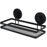 Badkamer doucherek organiser - zwart - metaal - zuignappen - 25 x 10 x 9 cm