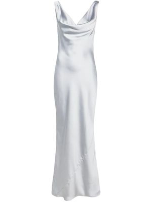 Norma Kamali robe longue en satin à col bénitier - Argent