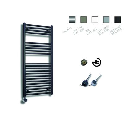 Sanicare Elektrische Design Radiator - 111.8 x 60 cm - 730 Watt - thermostaat chroom linksonder - mat zwart HRLEC 601118/A
