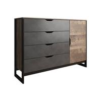 Meubella Dressoir Acasia - Grijs - Eiken - 138 cm