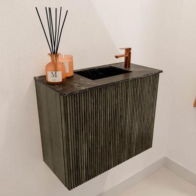 Toiletmeubel Mondiaz Joya Dlux | 50 cm | Meubelkleur Shadow | Faye wastafel Lava Wasbak Rechts | 1 kraangat