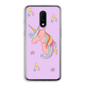 Roze eenhoorn: OnePlus 7 Transparant Hoesje