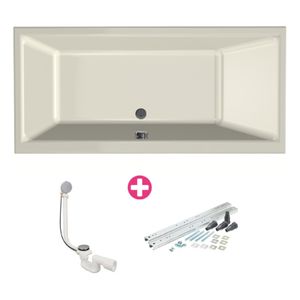Ligbad Xenz Kristal | Inbouw | 160x75 cm | Incl.Badafvoer | Met overloop | Acryl | Pergamon glans