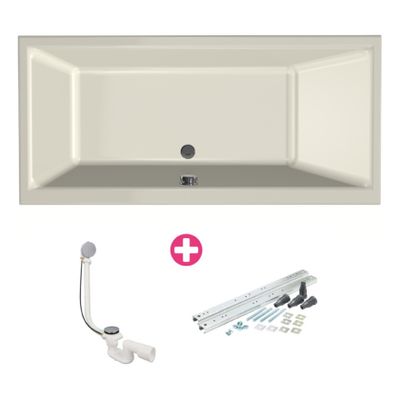 Ligbad Xenz Kristal | Inbouw | 160x75 cm | Incl.Badafvoer | Met overloop | Acryl | Pergamon glans
