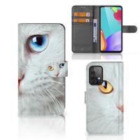 Samsung Galaxy A52 | Telefoonhoesje | Met pasjeshouder | Witte Kat