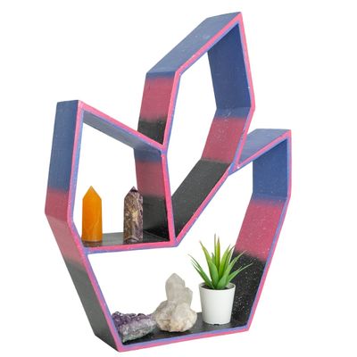 Houten Altaar Edelsteenkast Galaxy Indonesie 50x38x10 cm