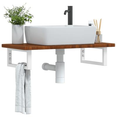 Badkamer wandschap staal en massief eikenhout