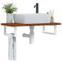 Badkamer wandschap staal en massief eikenhout