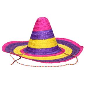 Grote gekleurde verkleed sombrero hoed - Dia 50 cm - Mexicaanse verkleed accessoires - Stro