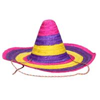 Grote gekleurde verkleed sombrero hoed - Dia 50 cm - Mexicaanse verkleed accessoires - Stro