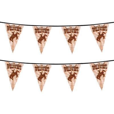 Vlaggenlijn cowboy Wilde Westen thema print - 2x - plastic - 6 meter