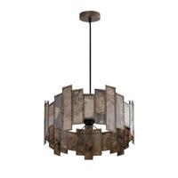 PTMD Levan Brass stone veneer hanging lamp round - thumbnail