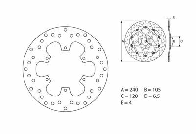 BREMBO Serie Oro remschijf, remschijven voor de moto, vast 68B40774
