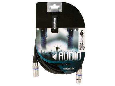 HQ Power XLR kabel 3 pin mannelijk/vrouwelijk 6 meter zwart HQ Power XLR kabel 3 pin mannelijk/vrouwelijk 6 meter zwart