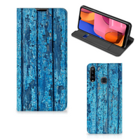 Samsung Galaxy A20s Book Wallet Case Wood Blue