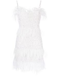 Rachel Gilbert robe courte Frenchy à détail de plumes - Blanc