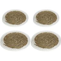 Gerimport Pannen onderzetters - 4x stuks - zeegras - rond - 24 en 28 cm - Keuken artikelen