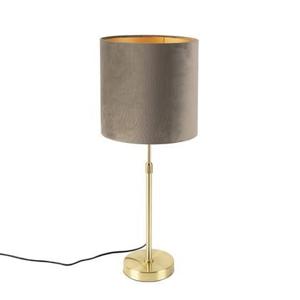 QAZQA Smart tafellamp goud met velours kap taupe 25 cm incl. Wifi A60