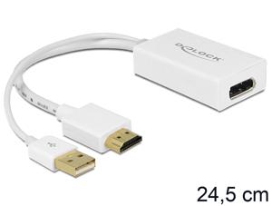DeLOCK 62496 video kabel adapter 0,245 m HDMI-A, USB-A Displayport Wit