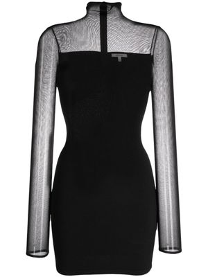 Nensi Dojaka robe courte à col roulé et empiècement transparent - Noir