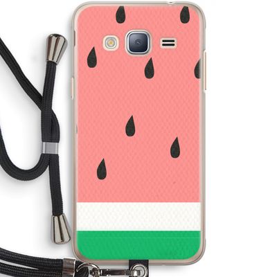 Watermeloen: Samsung Galaxy J3 (2016) Transparant Hoesje met koord
