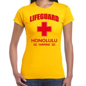 Lifeguard/ strandwacht verkleed t-shirt / shirt Lifeguard Honolulu Hawaii geel voor dames