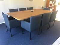 Set van 8 leren kuip eetkamerstoelen - met wieltjes - blauw leer - Echt leer, Modern, ontdek de vele Leersoorten en Kleuren bij ShopX