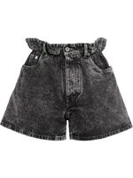 Miu Miu short en jean à taille haute froncée - Noir