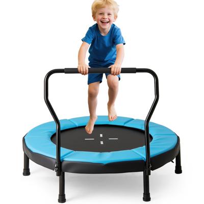 Ø102 cm Kindertrampoline Fitness-trampoline voor Binnen met Afneembare Handgreep Minitrampoline tot 100 kg Belastbaar Blauw