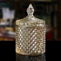 Barokke stijl glas katoen swab vak multifunctionele opslag emmer tandenstoker houder transparante sieraden opbergdoos grootte: 14cmx 8.5 cm (bruin)