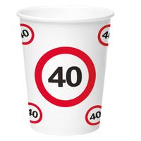 24x stuks drinkbekers van papier in 40 jaar verjaardag thema 350 ml - Feestbekertjes - thumbnail