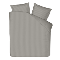 Dekbedovertrek Katoen-Satijn - Satijnstreep - Grijs - Lits-Jumeaux XL (260x200 Cm) - Grijs Katoen-satijn Katoen - Strepen & Hotel Luxe - Presence - Dekbed-Discounter.nl