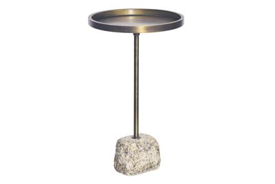 Side table TRAYFUL 60cm marble base and antique messing ijzer top - 44847