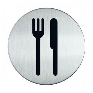 Novioproducts Pictogram zelfklevend rond restaurant/kantine RVS