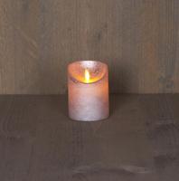 Batterijverlichting kaars wax rustiek met bewegende vlam zilver 10 cm - Annas collection