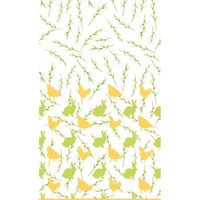 Paasdecoratie konijnen en hanen tafelkleed/tafellaken 138 x 220 cm groen en geel print   - - thumbnail