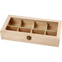 Creativ Company Houten doos met glazen deksel, afm 32x16x6 cm, gatgrootte 7x7 cm, 1 stuk