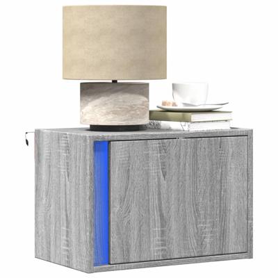 Nachtkastjes met LED's 2 st wandgemonteerd grijs sonoma eiken