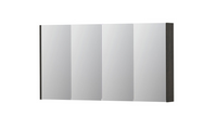 INK SPK2 spiegelkast met 4 dubbelzijdige spiegeldeuren, 4 verstelbare glazen planchetten, stopcontact en schakelaar 140 x 14 x 73 cm, gerookt eiken