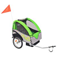 VidaXL Fietstrailer 30 kg grijs en groen