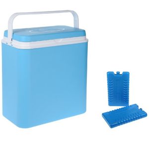 Koelbox lichtblauw 24 liter 39 x 25 x 38 cm incl. 2 koelelementen
